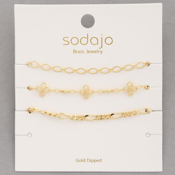 SODAJO GOLD DIPPED 3 PC BRACELET SET