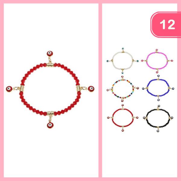 EVIL EYE BEAD STRETCH BRACELET (12 UNITS)