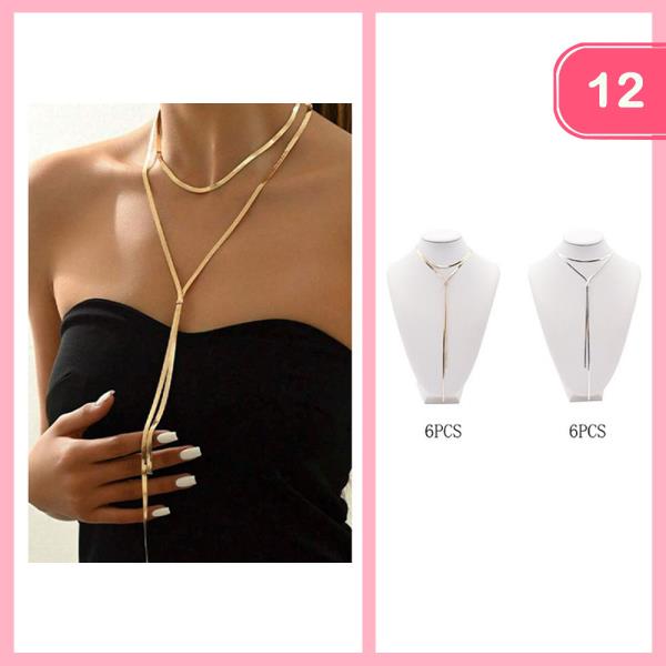 2 LAYERED METAL CHAIN Y NECKLACE (12 UNITS)