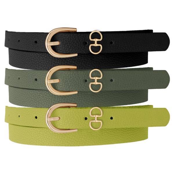 METAL POINT U BUCKLE BELT 3 PC SET