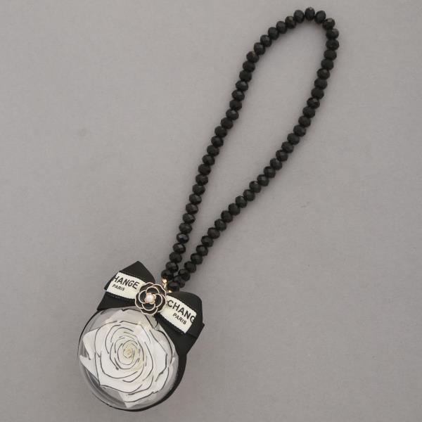 FLOWER GLOBE BEADED CAR CHARM