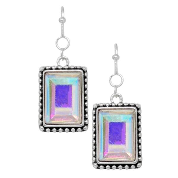 GLASS STONE DANGLE EARRING