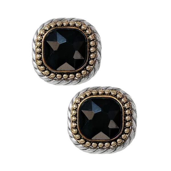 ROUND GLASS STONE EARRING