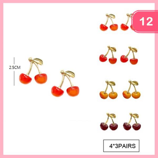 CUTE CHERRY EARRING (12 UNITS)
