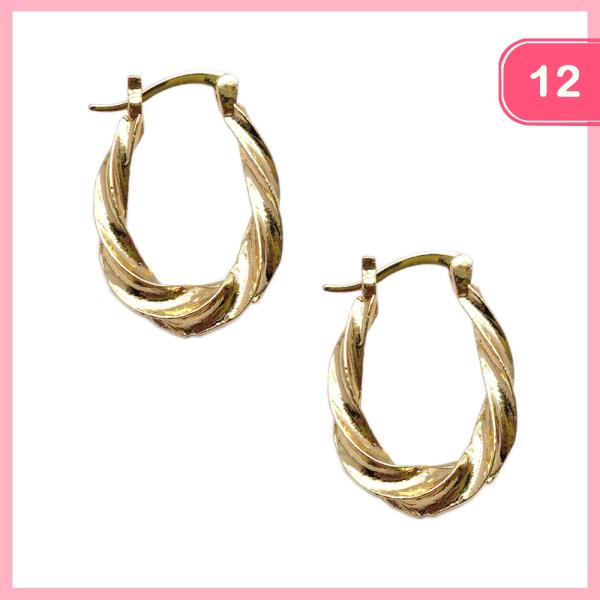 TEXTURED TWIST HOOP EARRING (12 UNITS)