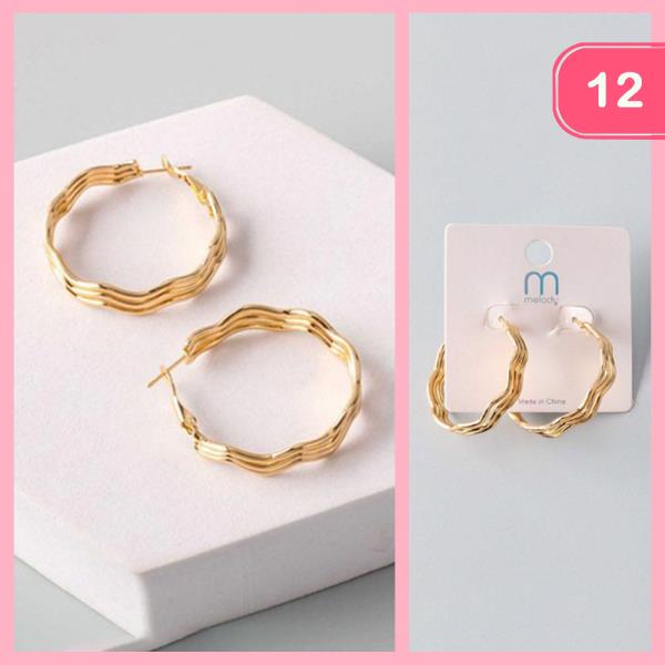 TRIPLE WAVY HOOP EARRING (12 UNITS)