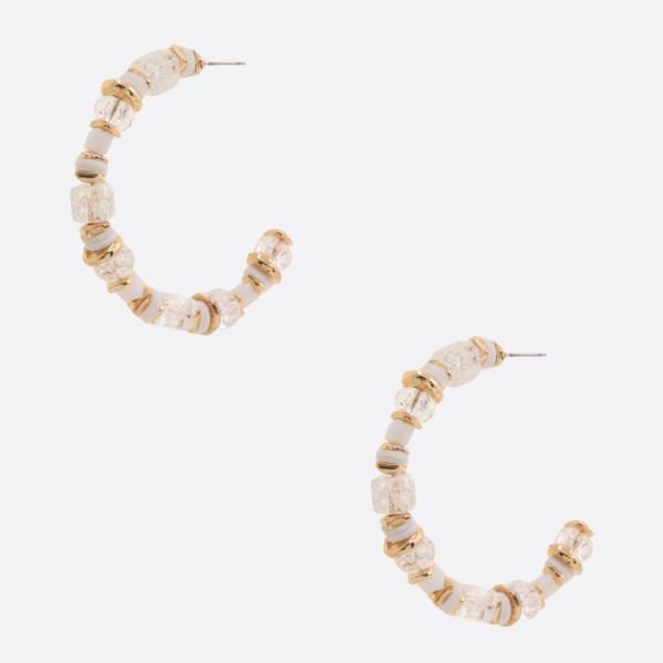 MULTI BEAD OPEN HOOP EARRING