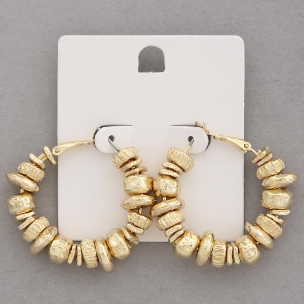 TEXTURE BEADED HOOP EARRING