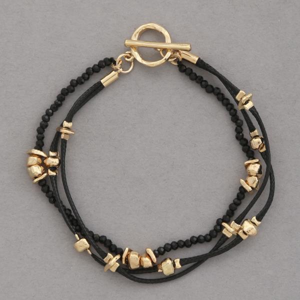 BEADED LAYERED TOGGLE CLASP BRACELET