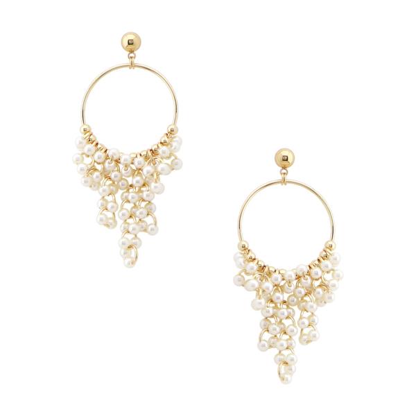 PEARL CLUSTER HOOP DANGLE EARRING