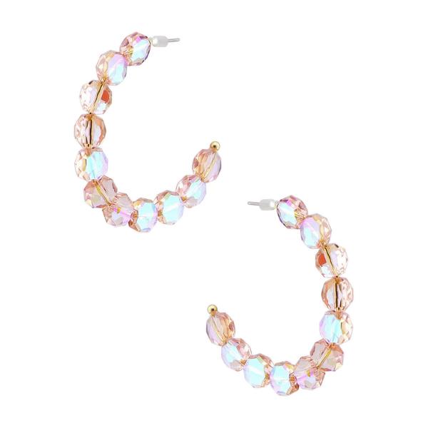BEADED OPEN HOOP EARRING