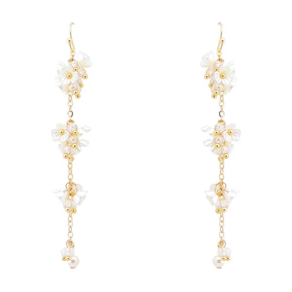 FLOWER CLUSTER CHAIN DANGLE EARRING