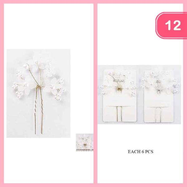 FLOWER PEARL HAIR STICK PIN (12 UNITS)