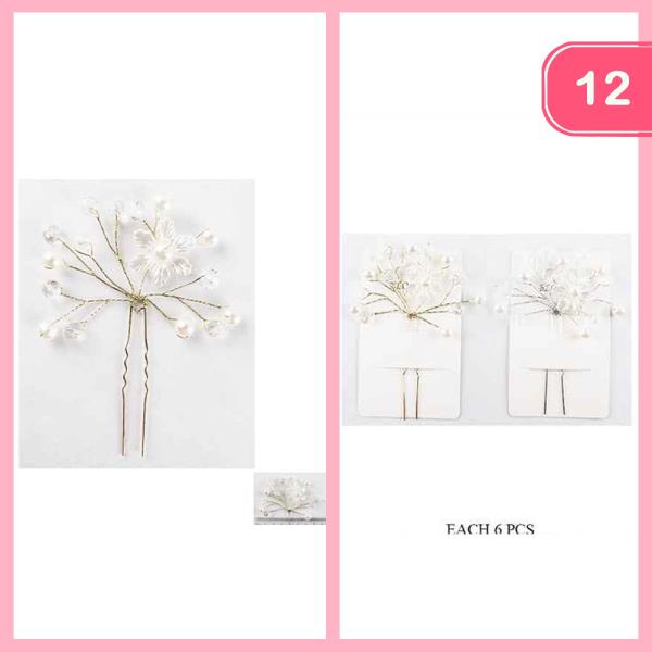 FLOWER PEARL HAIR STICK PIN (12 UNITS)