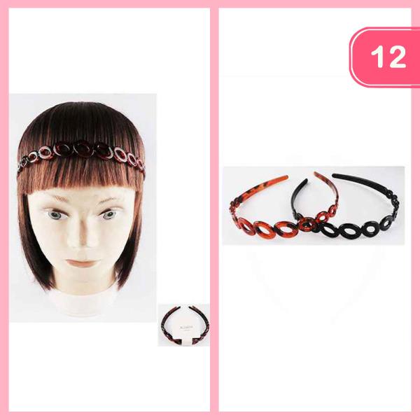 CIRCLE DESIGN PLASTIC HEADBAND (12 UNITS)