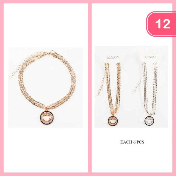 HAPPY FACE CHARM LAYERED ANKLET (12 UNITS)