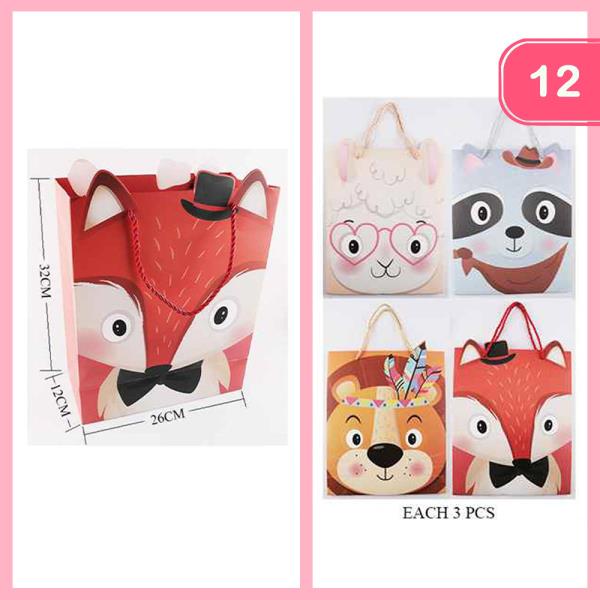 CUTE ANIMAL ASSORTED GIFT BAG (12 UNITS)