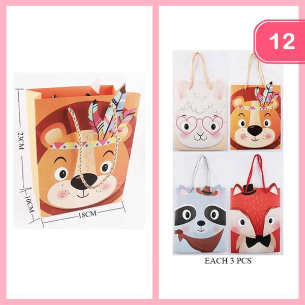 CUTE ANIMAL ASSORTED GIFT BAG (12 UNITS)