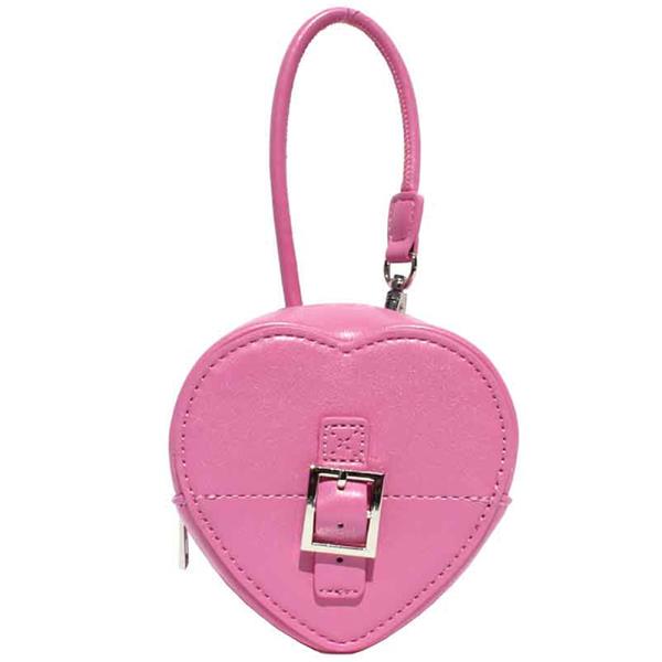 HEART SHAPED BUCKLE COIN PURSE BAG CHARM KEYCHAIN