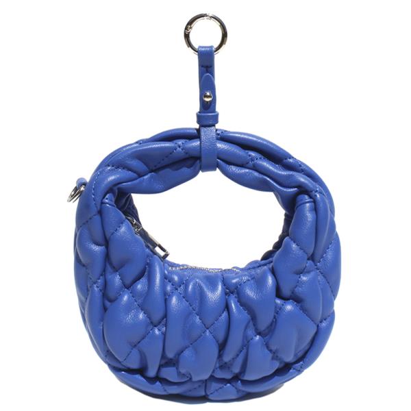 QUILTED CUSHION DESIGN ZIPPER COIN PURSE BAG CHARM KEYCHAIN