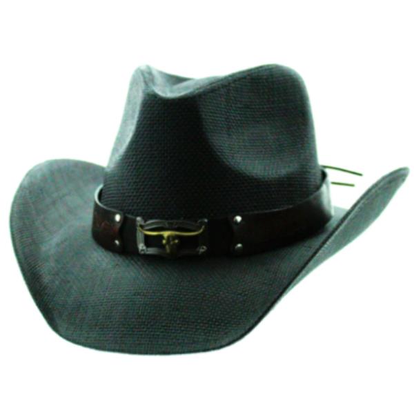 FAUX LEATHER COW SKULL BAND COWBOY HAT