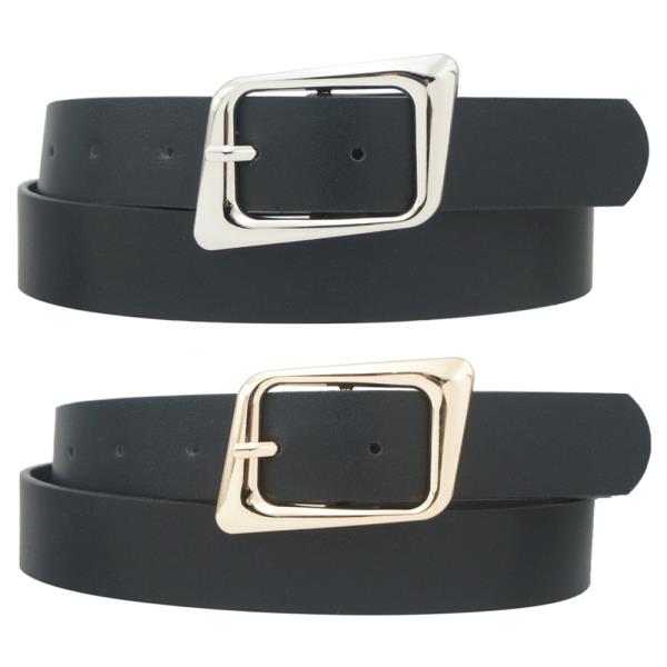 PLUS ASYMETRICAL ANGLED RECTANGLE BUCKLE DUO BELT