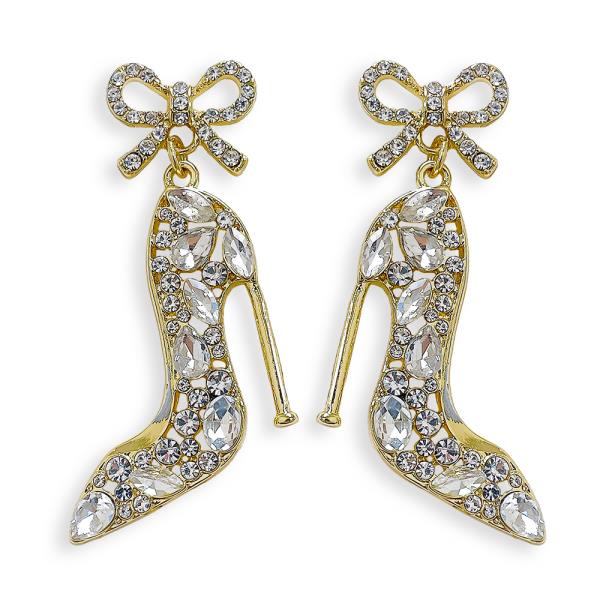 BRIDAL GLASS HEEL DANGLE EARRING