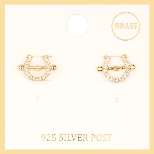 10MM RHINESTONE HORSESHOE POST EARRING