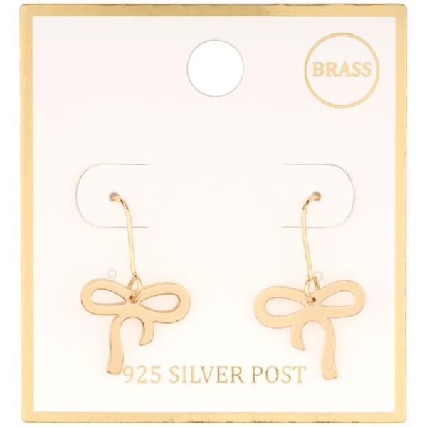 BRASS METAL BOW EARRING