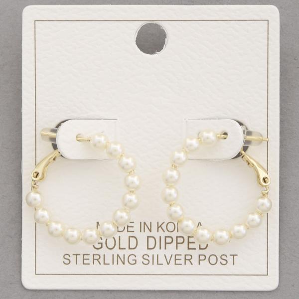 GOLD DIPPED PEARL HOOP EARRING