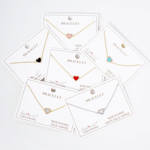 CZ HEART SHAPE GOLD DIPPED BRACELET