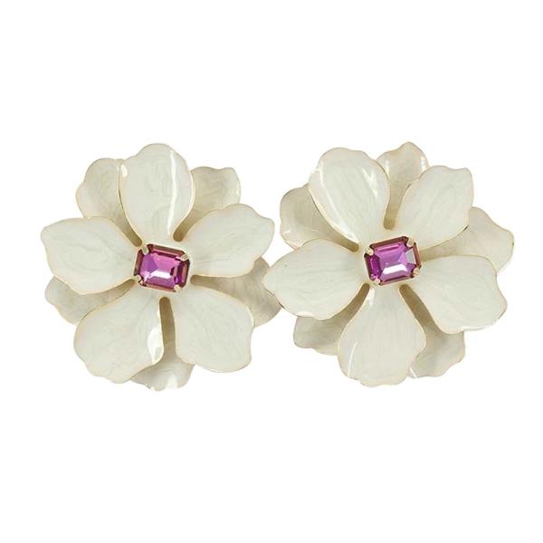 FLOWER SHAPE RHINESTONE CENTER EARRING