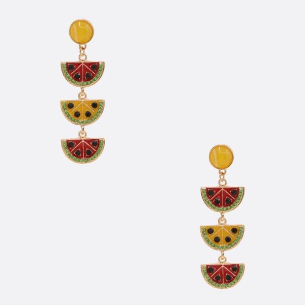 WATERMELON SLICE RHINESTONE DANGLE EARRING