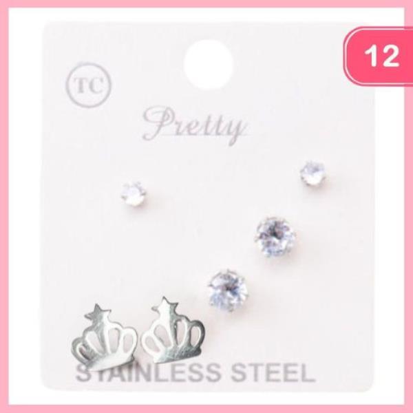 STAINLESS STEEL EARRINGS (12 UNITS)