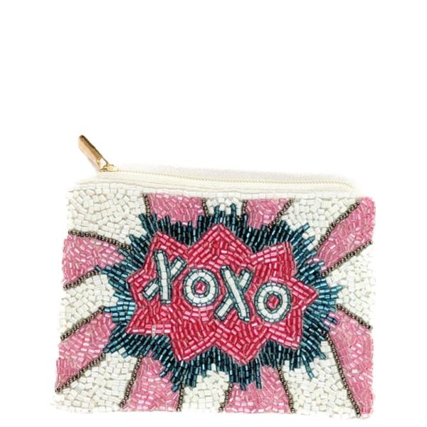 XOXO SEED BEAD COIN PURSE