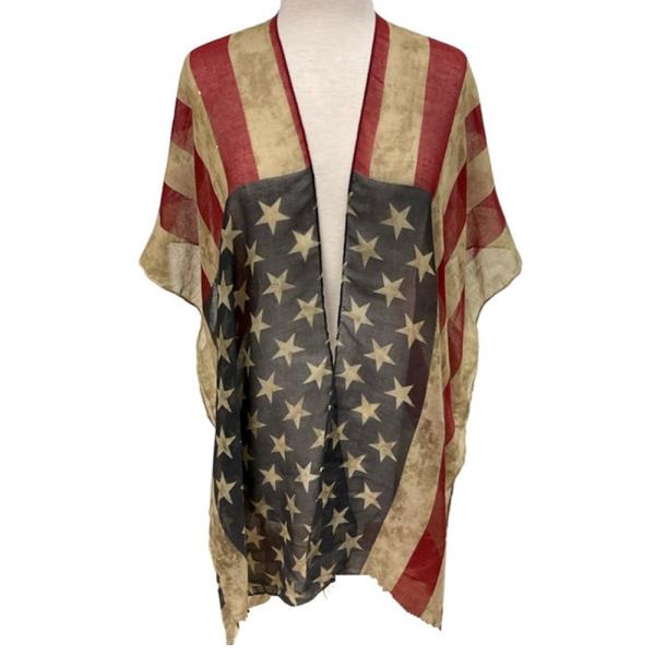 AMERICAN FLAG KIMONO COVER UP