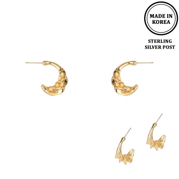 TWISTED OPEN OVAL 18K GOLD DIPPED EARRING