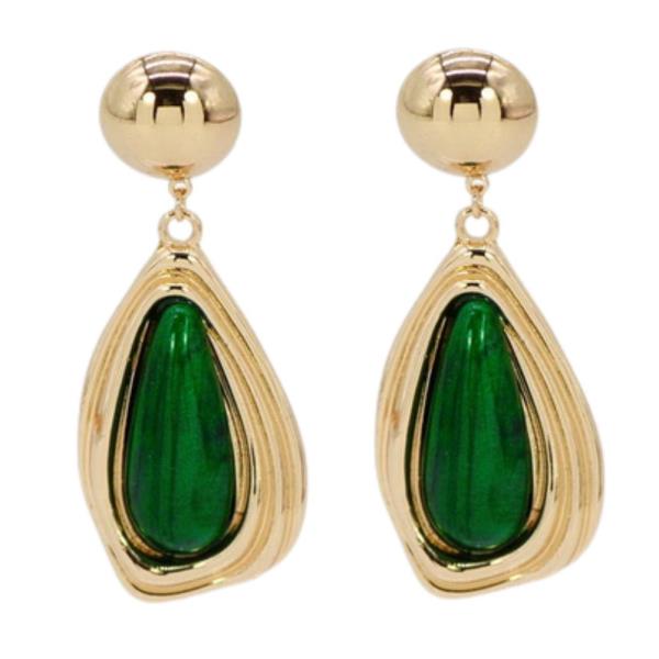 TEARDROP PEARL BEAD METAL DANGLE EARRING