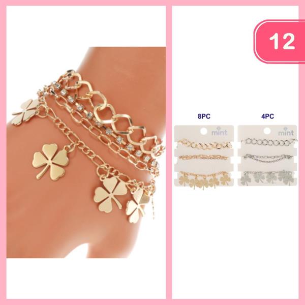 LEAF CHARM STACKABLE BRACELET (12 UNITS)