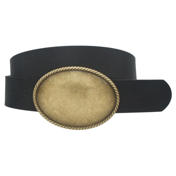 PLUS ROPE TRIMMED SIMPLE OVAL BUCKLE WESTERN BELT