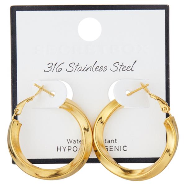 SECRET BOX 316 STAINLESS STEEL TWIST HOOP EARRING