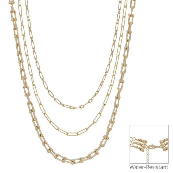 LAYERED TIFFANY CHAIN ACCENT MULTI WAY WATER RESISTANT NECKLACE