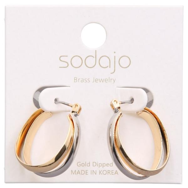 SODAJO GOLD DIPPED TWO TONE HOOP EARRING