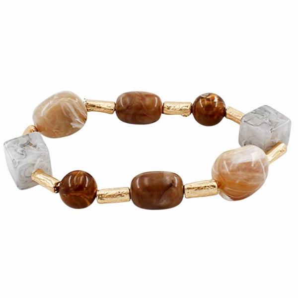 MIXED RESIN MARBLE BEAD STRETCH BRACELET