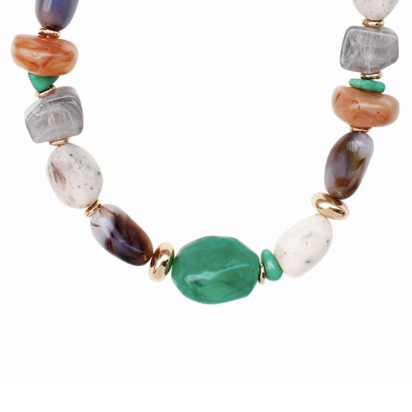 MIXED RESIN STONE BEAD NECKLACE