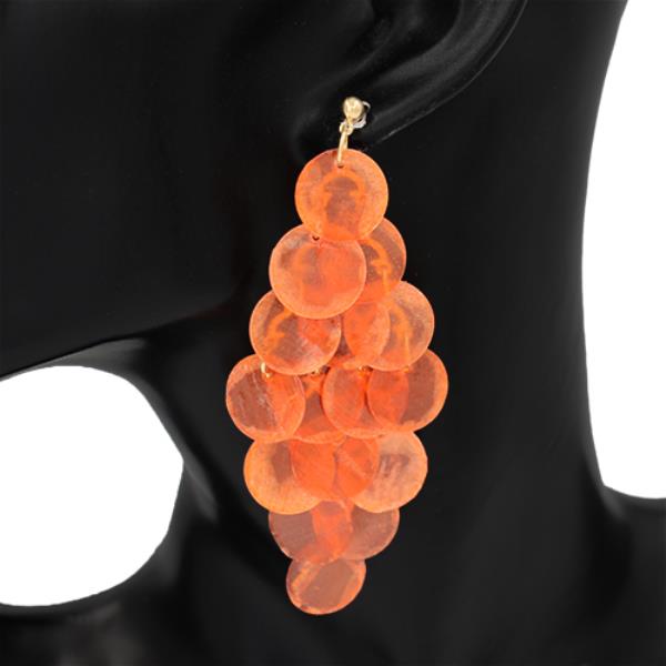 LIGHTWEIGHT DISCO ROUND SHELL DANGLE EARRING