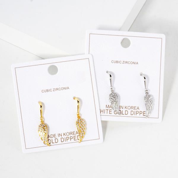 WING CZ GOLD DIPPED EARRING