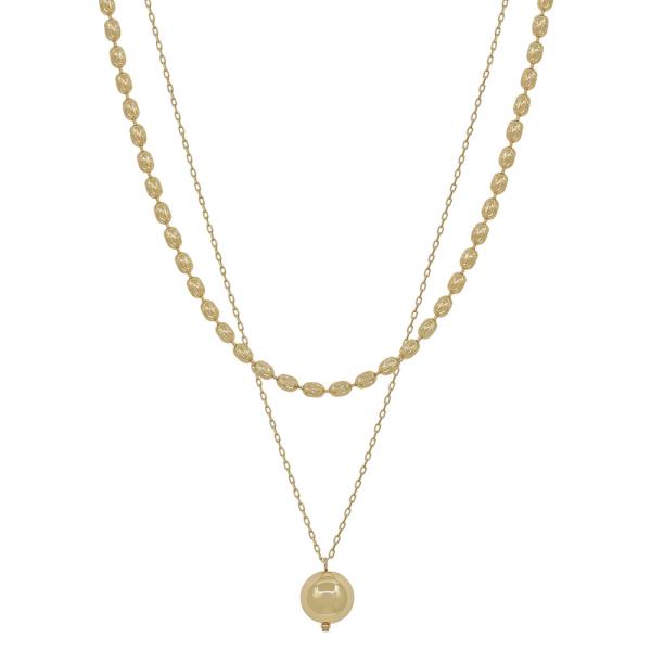 2 LAYERED METAL BALL PENDANT NECKLACE
