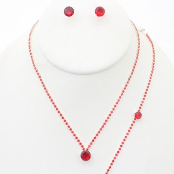 ROUND CRYSTAL BRACELET NECKLACE SET
