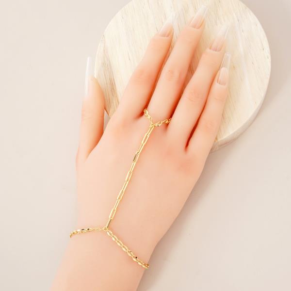 OVAL LINK GOLD DIPPED HAND CHAIN BRACELET